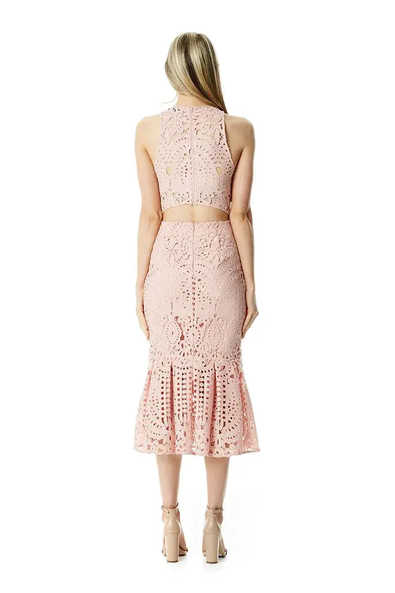 Lover Harmony Cut Out Midi Dress Pink Size 10 - Image 3