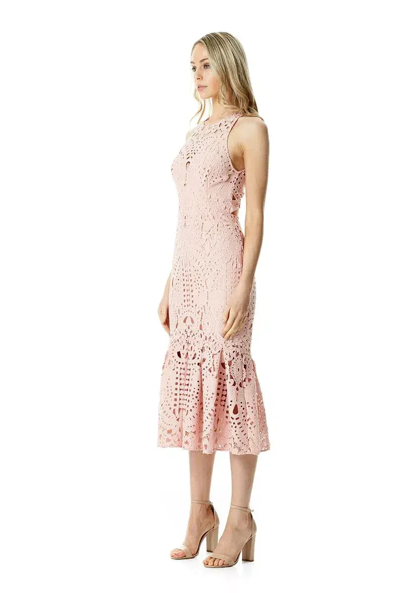 Lover Harmony Cut Out Midi Dress Pink Size 10 - Image 2