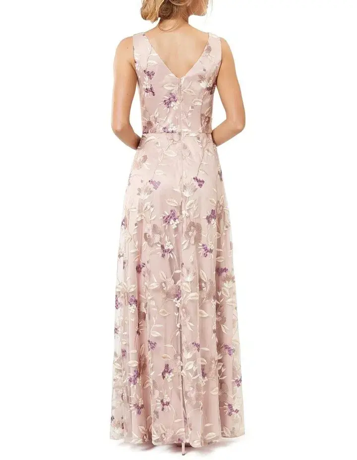 Review Bella Floral Maxi Dress Blush Size 8 for rent on The Volte - main image