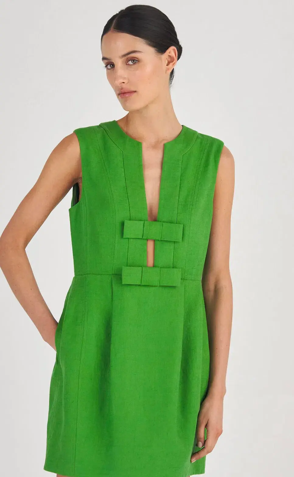 Oroton Bow Short Dress in Garden Garden Size 12 - Image 3