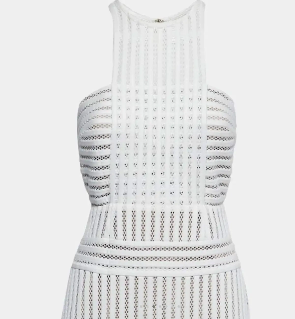 Self Portrait Striped Mesh Column Dress White Size 8 - Image 5