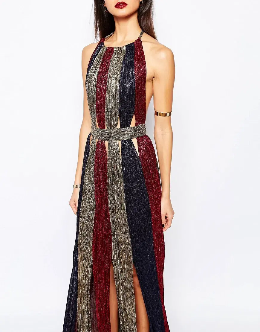 Bec & Bridge Santal Sparkle Metallic Maxi Dress Multi Size 10 - Image 2