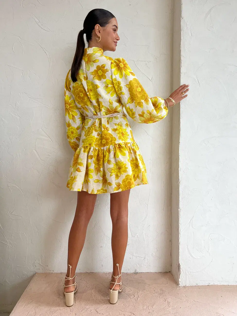 Alemais Sonny Floral Yellow Mini Dress Size 8 - Image 4