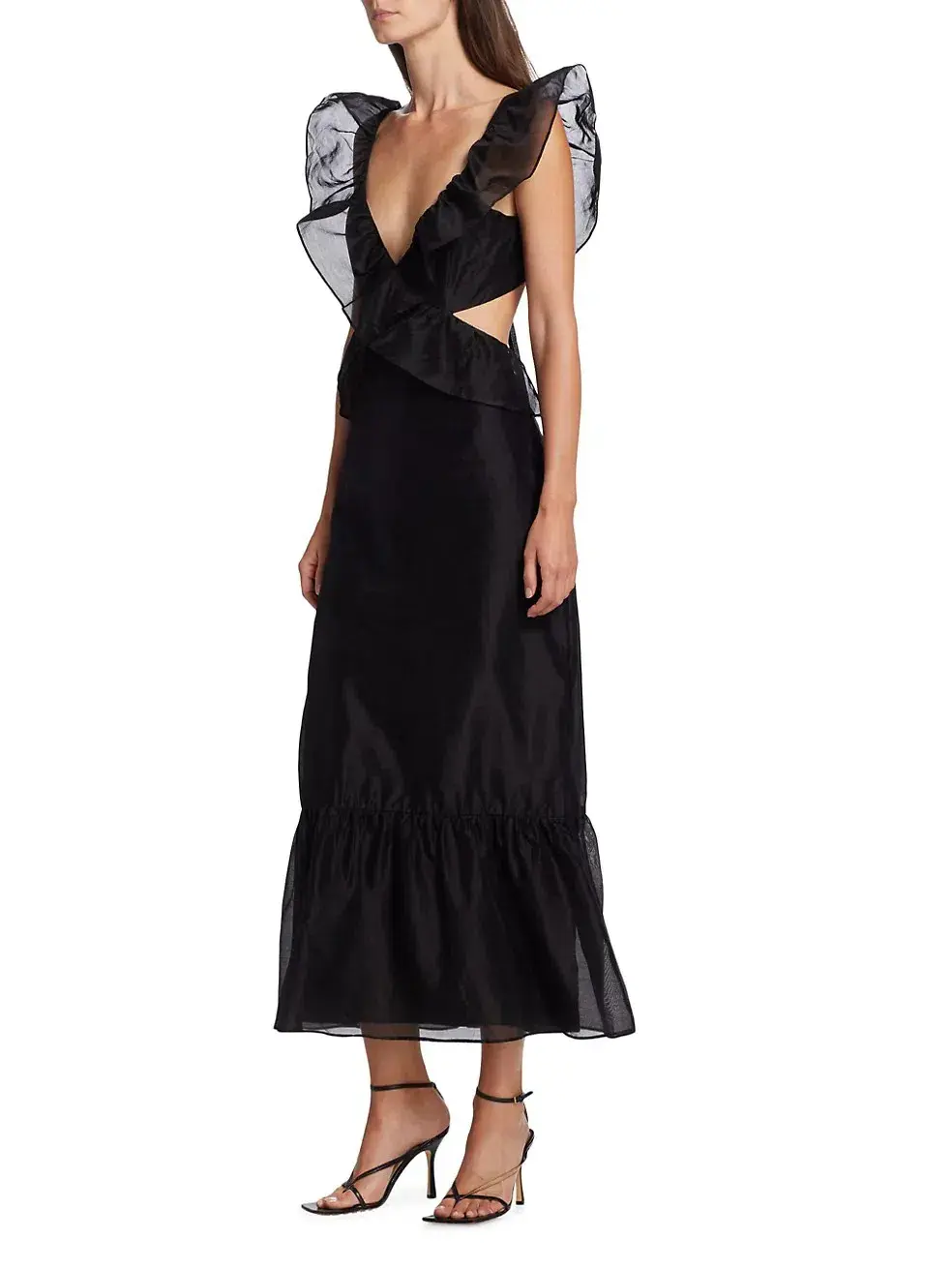 Sir the Label Franc Frill Midi Dress Black Size 0/AU 6 - Image 2