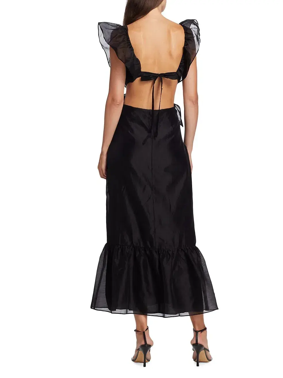 Sir the Label Franc Frill Midi Dress Black Size 0/AU 6 - Image 3