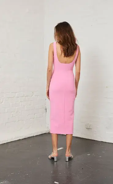 Bec & Bridge Margaux Mouth Midi Dress Pink Size 8 - Image 3