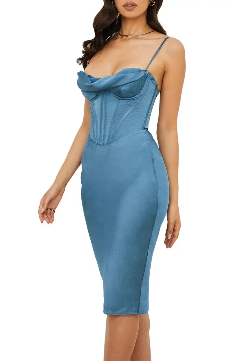 House of CB Myrna Corset Midi Dress Aegean Blue Size XS / Au 6 - Image 2
