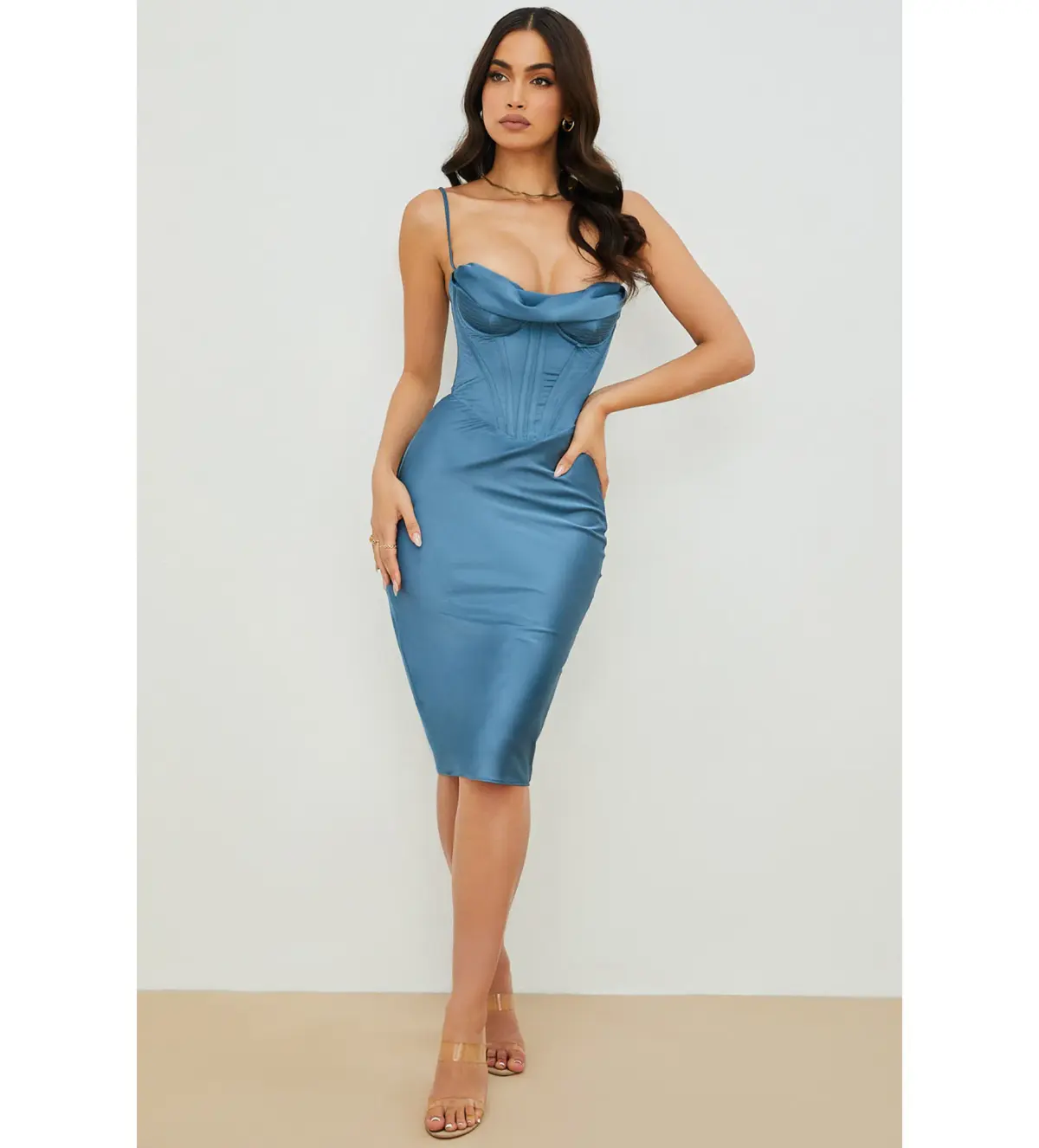 House of CB Myrna Corset Midi Dress Aegean Blue Size XS / Au 6 - Image 1