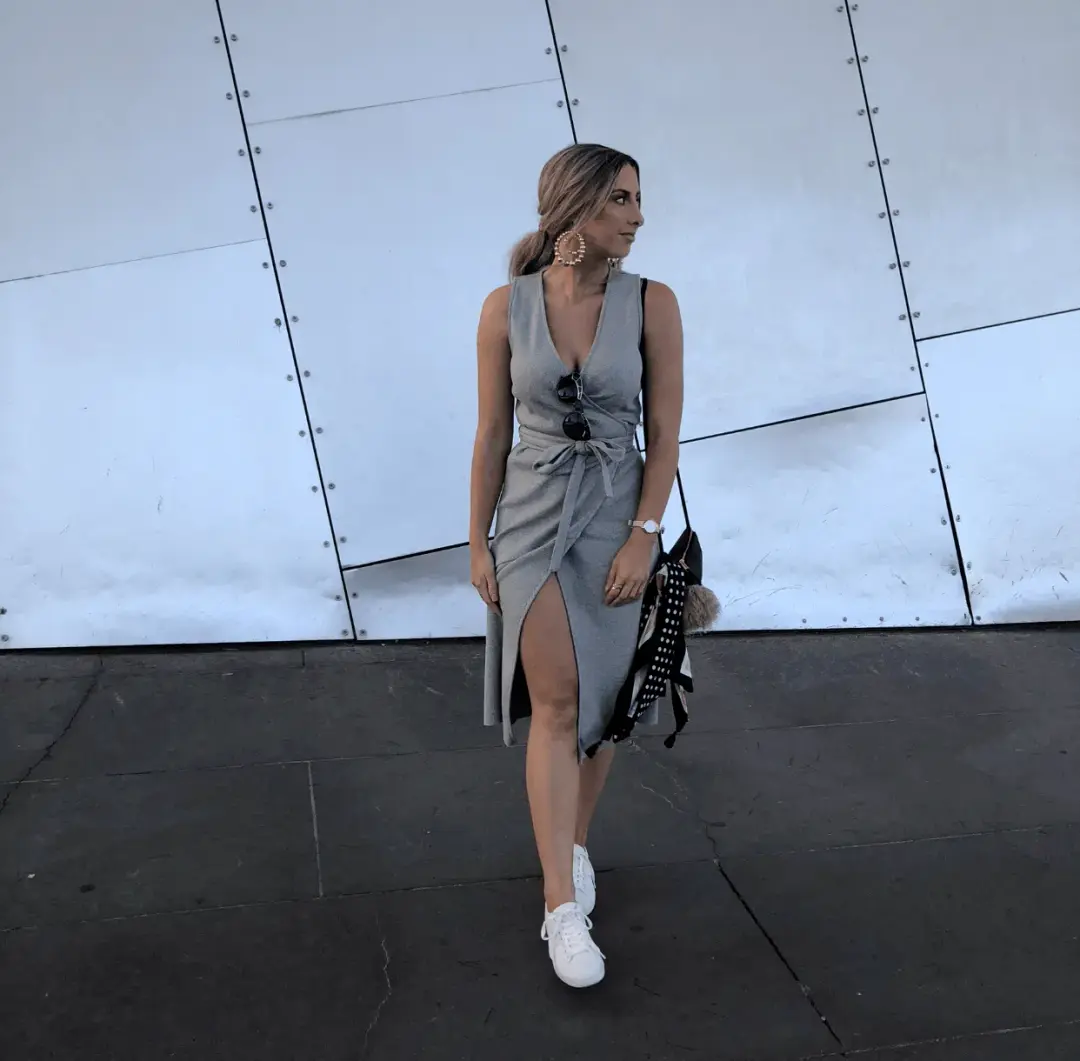 Viktoria and Woods Paloma Wrap Dress Grey Size 8 for rent on The Volte - main image