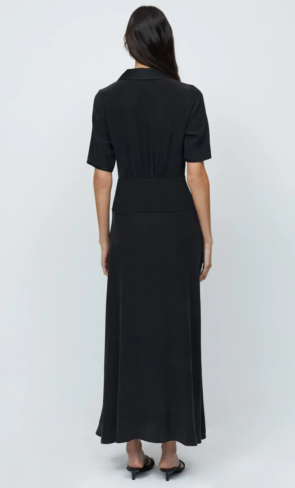 Bec & Bridge Helena Silk Short Sleeve Maxi Dress Black Size 10  - Image 4