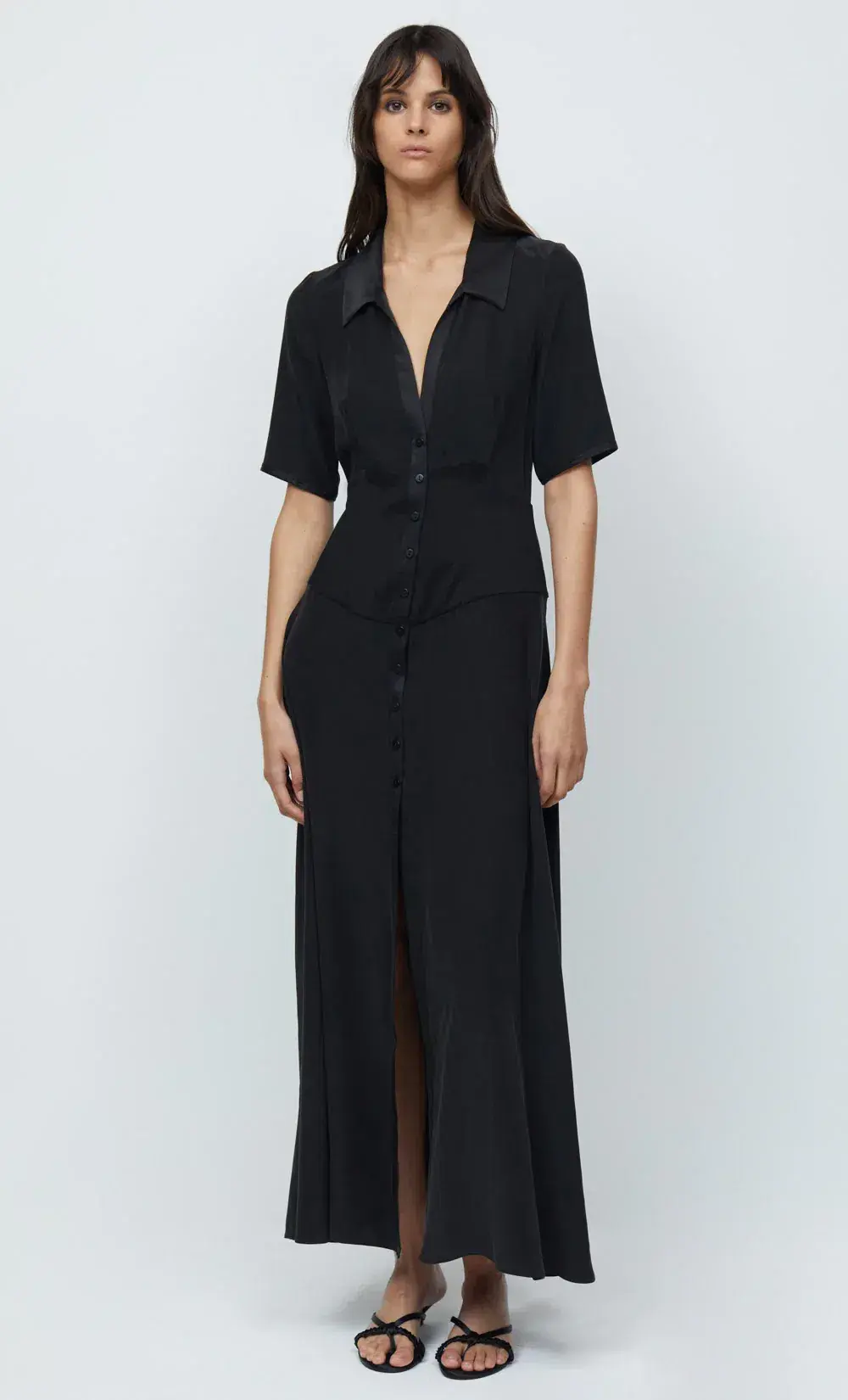 Bec & Bridge Helena Silk Short Sleeve Maxi Dress Black Size 10  - Image 1