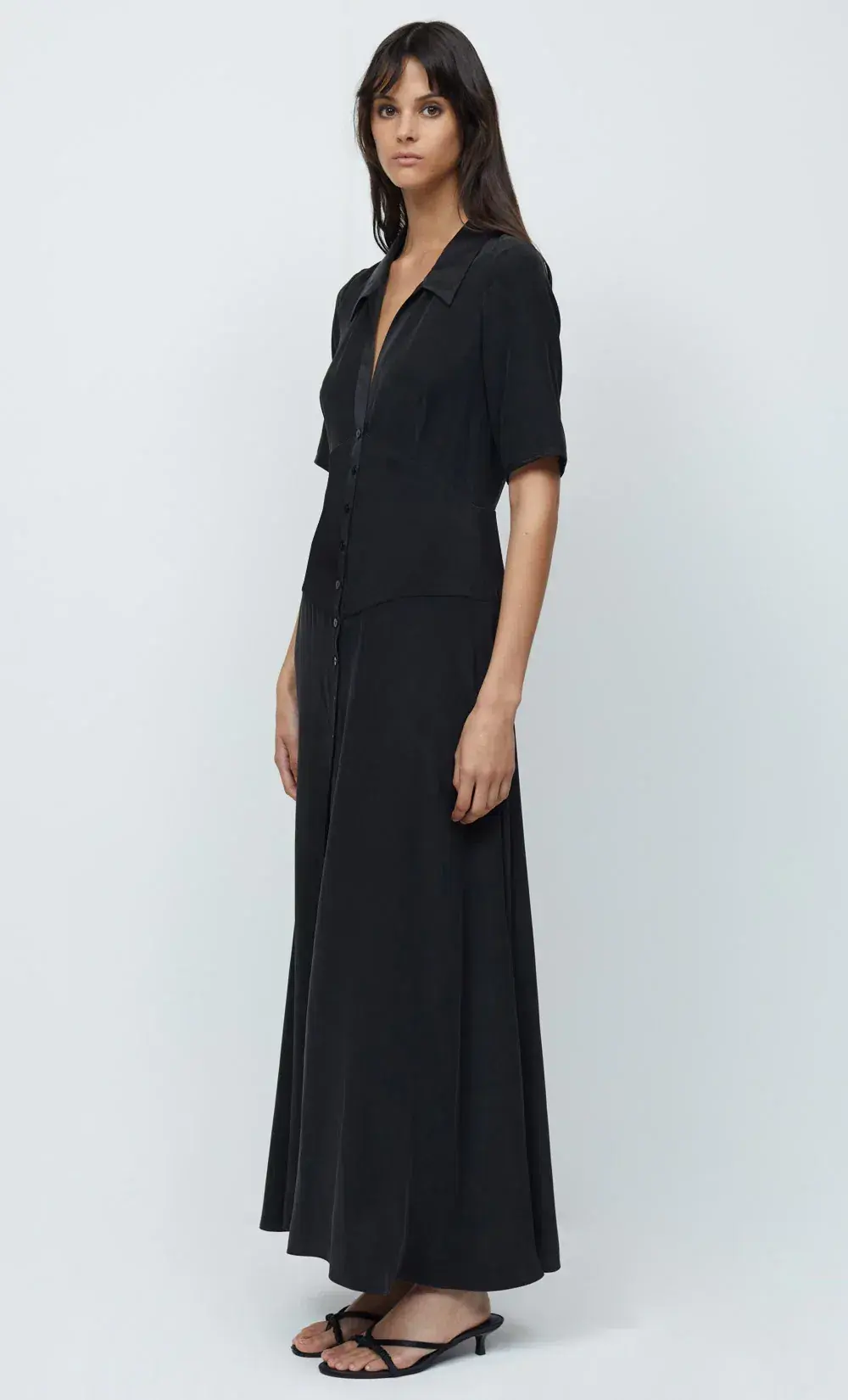 Bec & Bridge Helena Silk Short Sleeve Maxi Dress Black Size 10  - Image 2