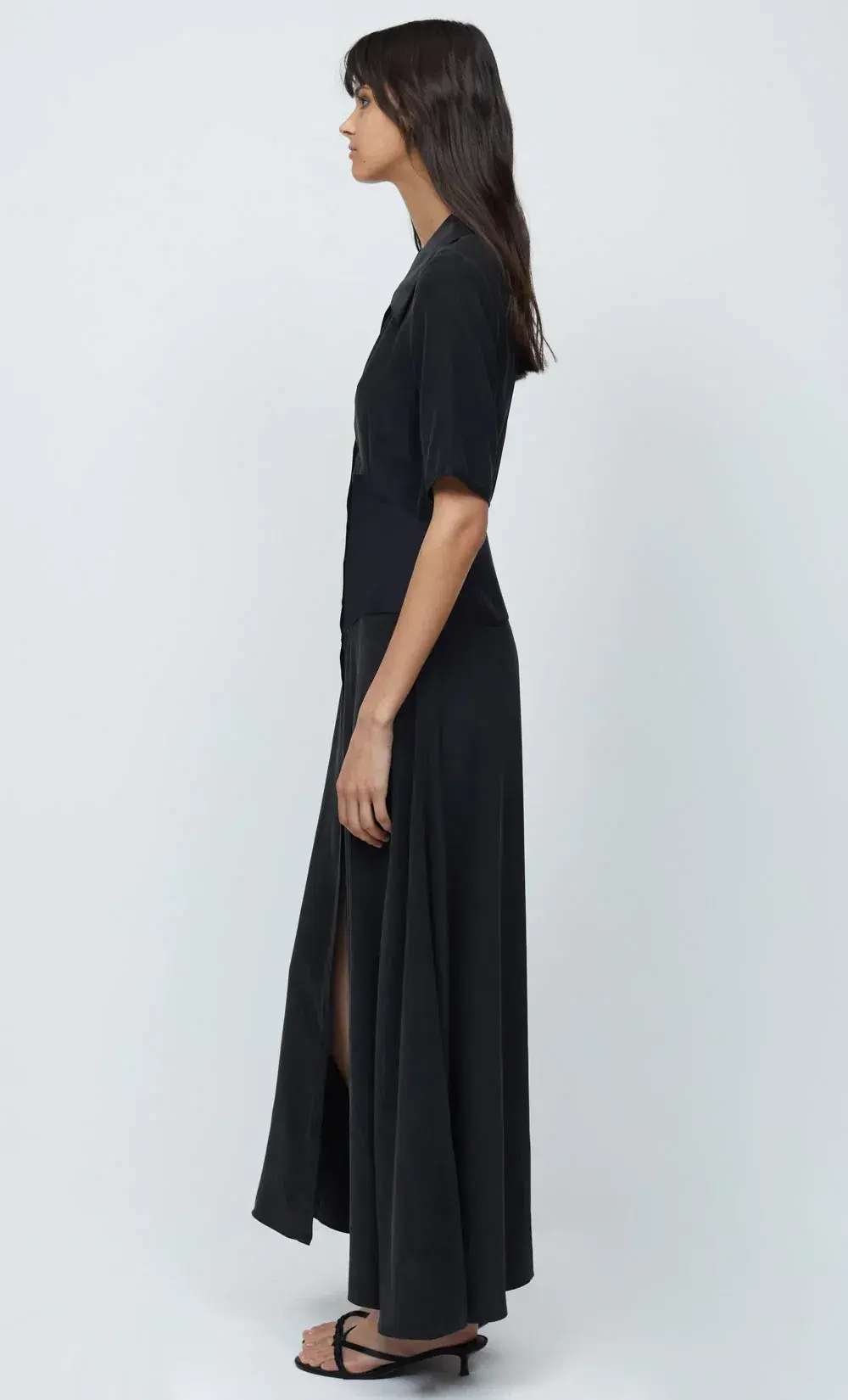 Bec & Bridge Helena Silk Short Sleeve Maxi Dress Black Size 10  - Image 3