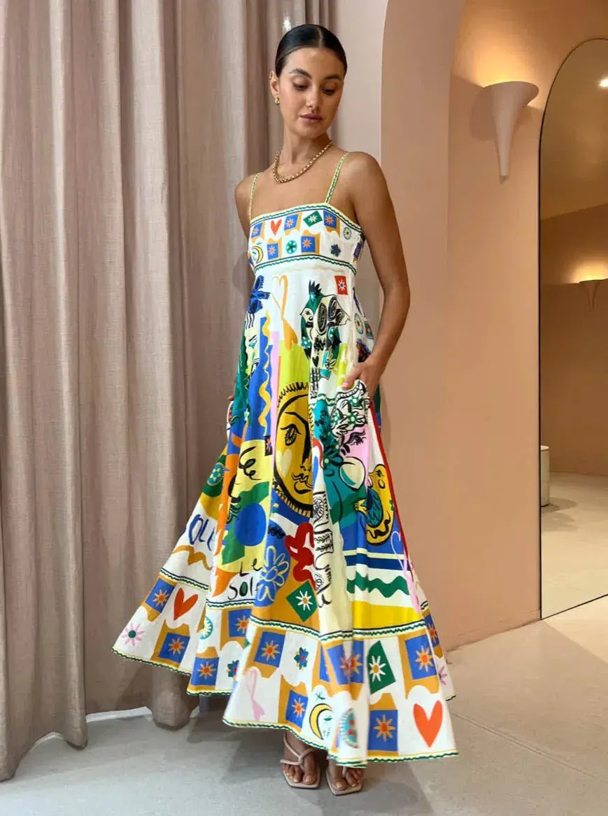  Alemais Soleil Sundress Print Size 4 - Image 1