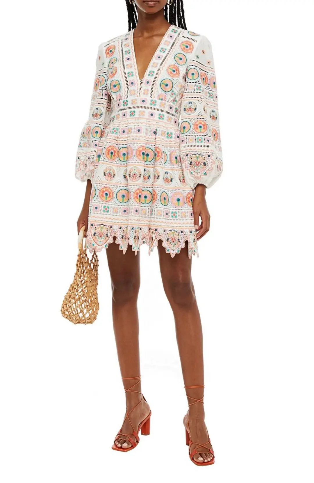 Zimmerman Embroidered Broderie Anglaise Cotton Mini Dress Print Size 8 for rent on The Volte - main image