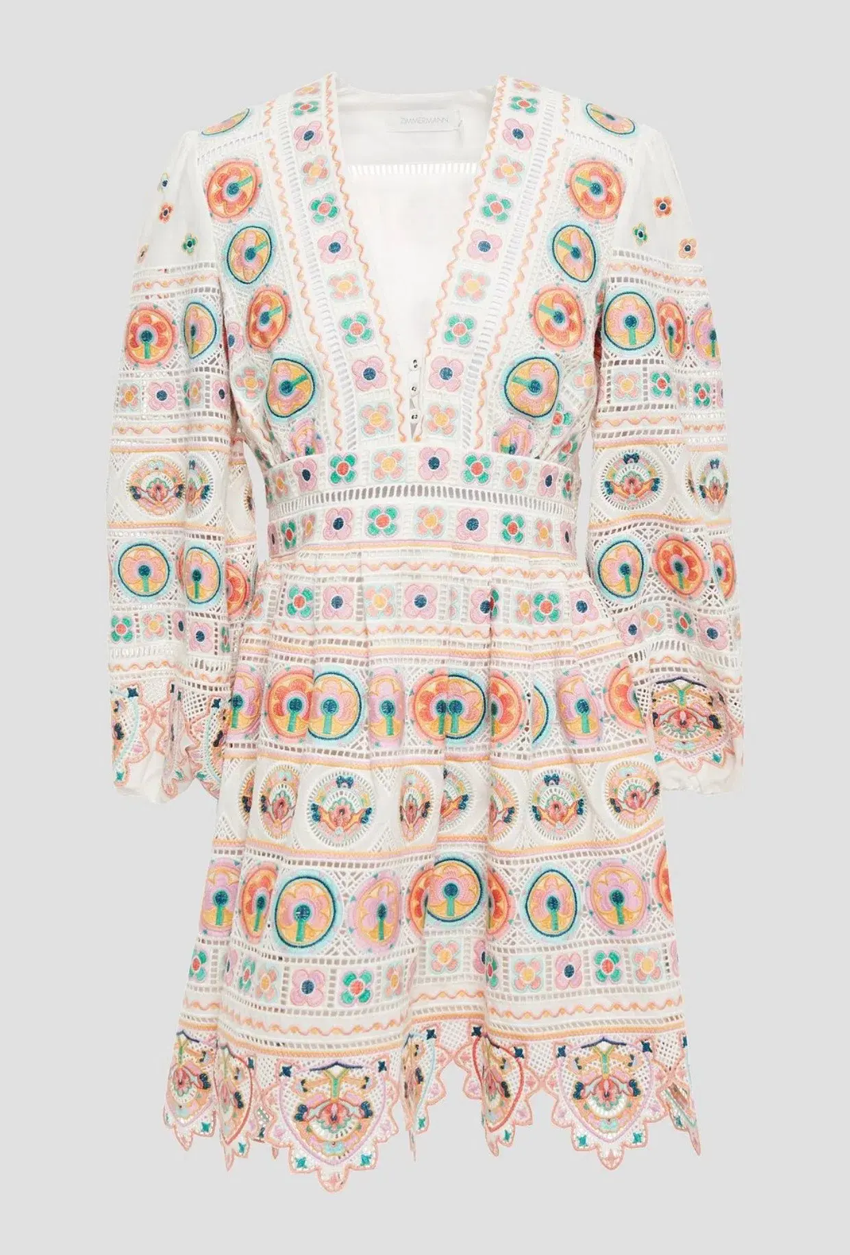 Zimmerman Embroidered Broderie Anglaise Cotton Mini Dress Print Size 8 - Image 3