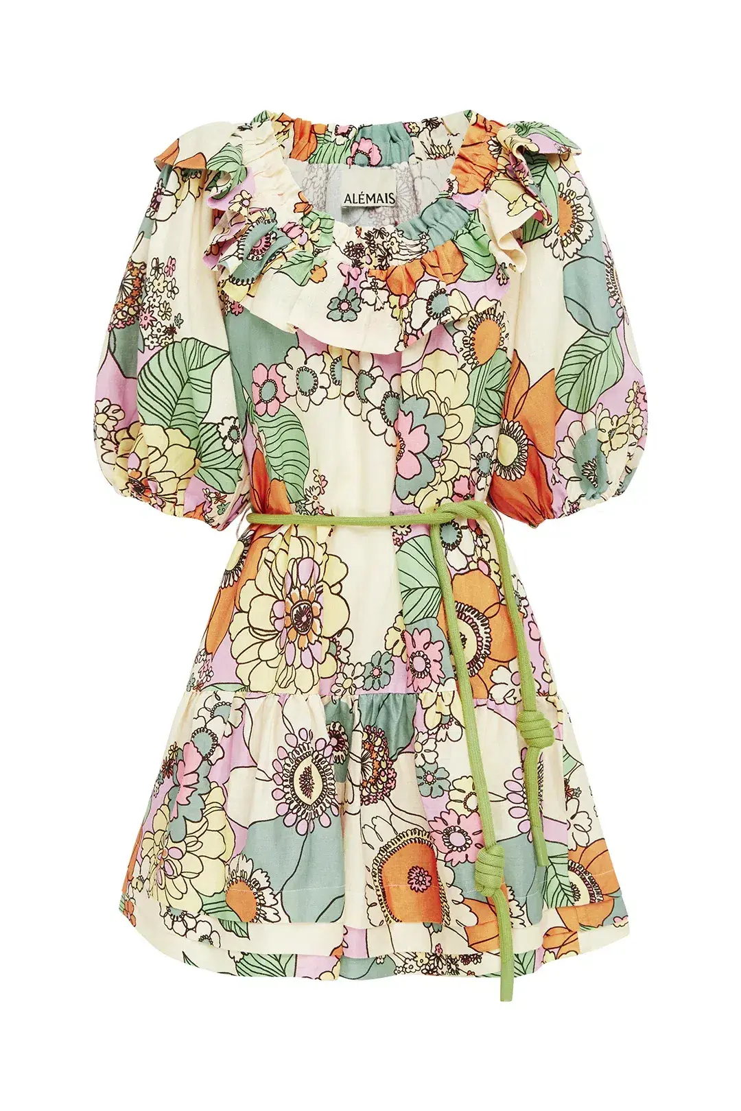 Alemais Exclusive Farah Ruffle Mini Dress Floral Size 6 for rent on The Volte - main image
