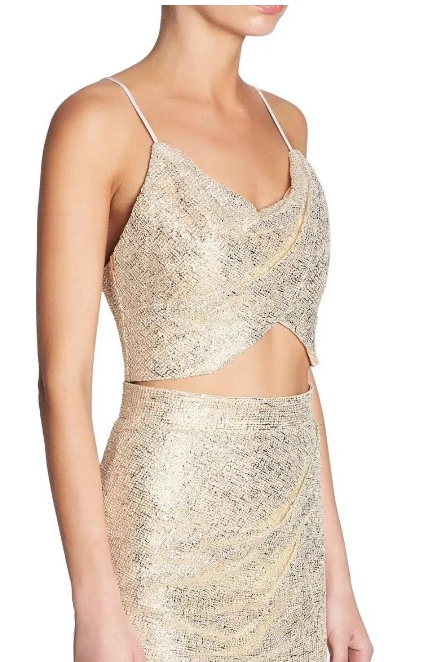 Manning Cartell Flash Bulb Mini Skirt & Cami Set Metallic Gold Size 8 - Image 1