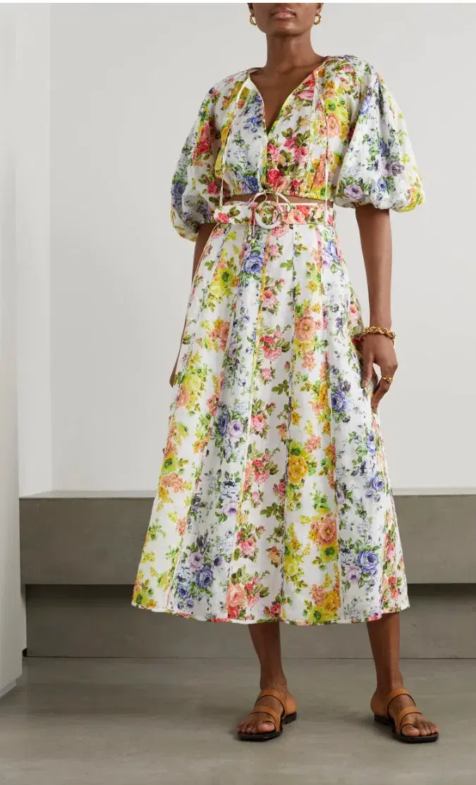 Zimmermann Net Sustain Floral Print Top & Skirt Set Size 1/AU 10 - Image 1