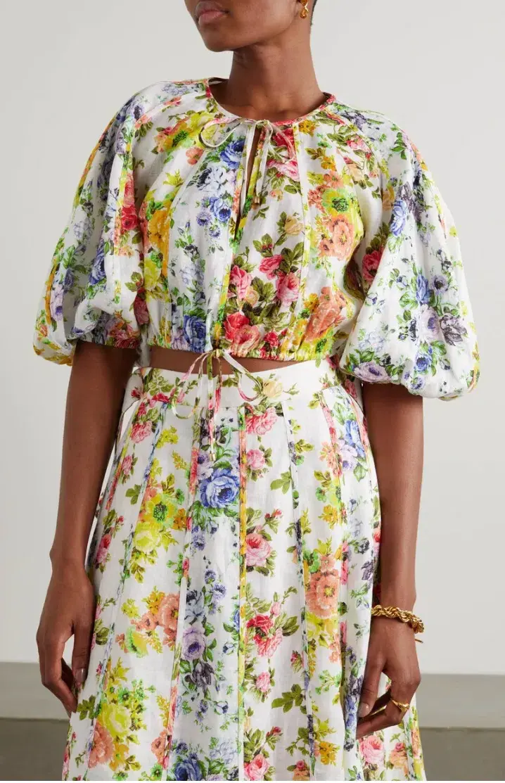 Zimmermann Net Sustain Floral Print Top & Skirt Set Size 1/AU 10 - Image 2