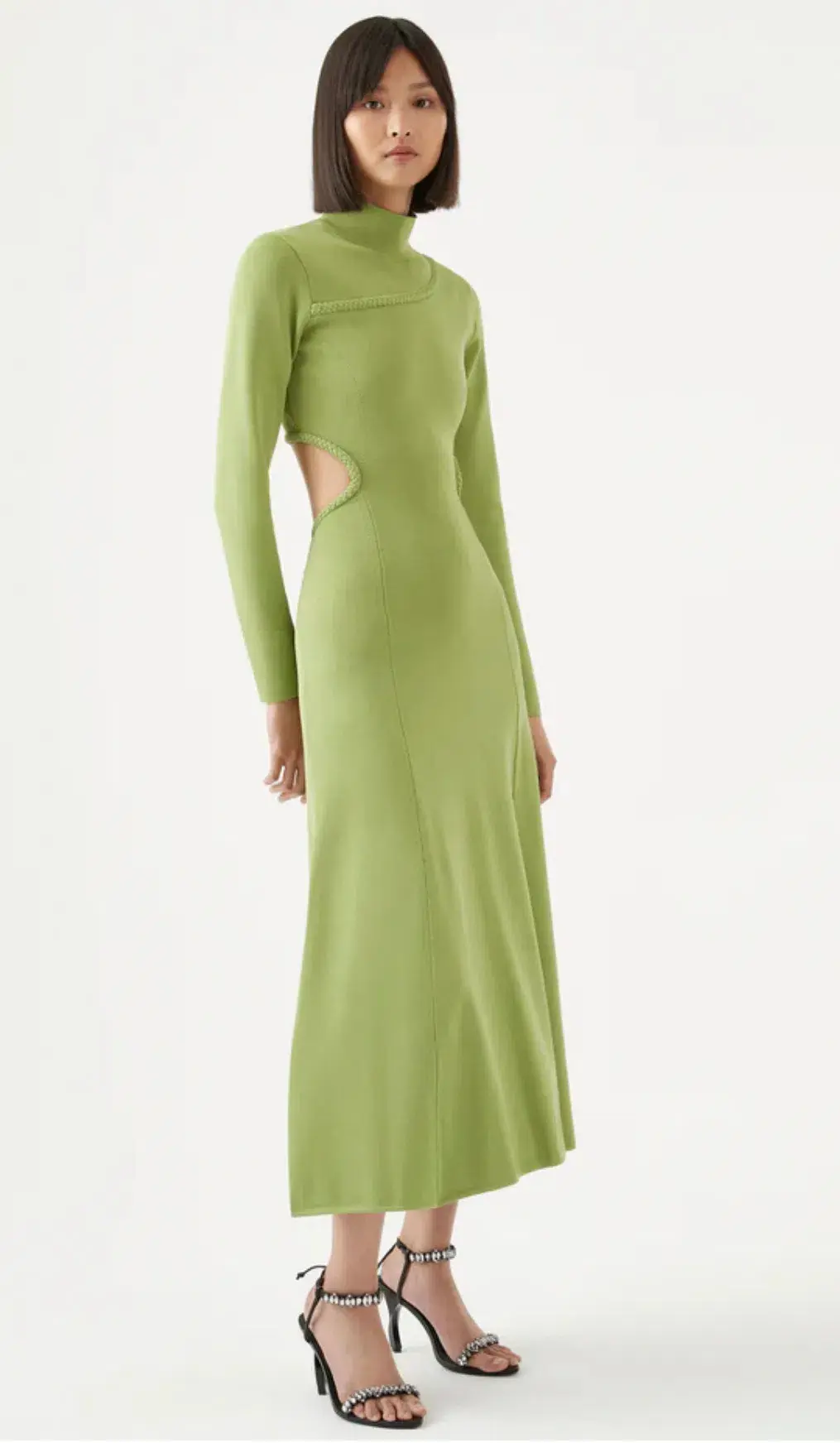 Aje Amelie Braided Cut Out Knit Dress Green Size S/AU 8 for rent on The Volte - main image