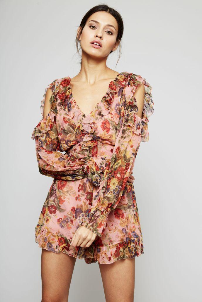 Zimmermann Lovelorn Frill Playsuit Pink Floral Size 8 - Image 3