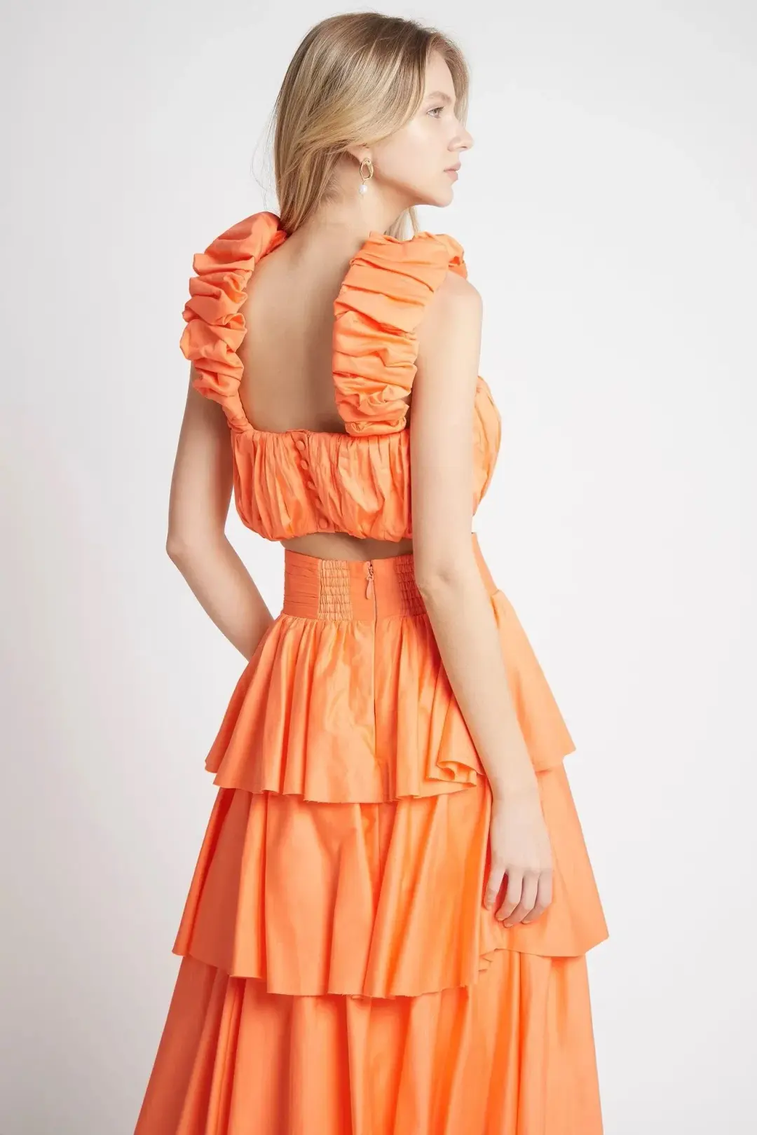 Aje  Medina Ruched Set Mandarin Orange Size 12  for rent on The Volte - main image