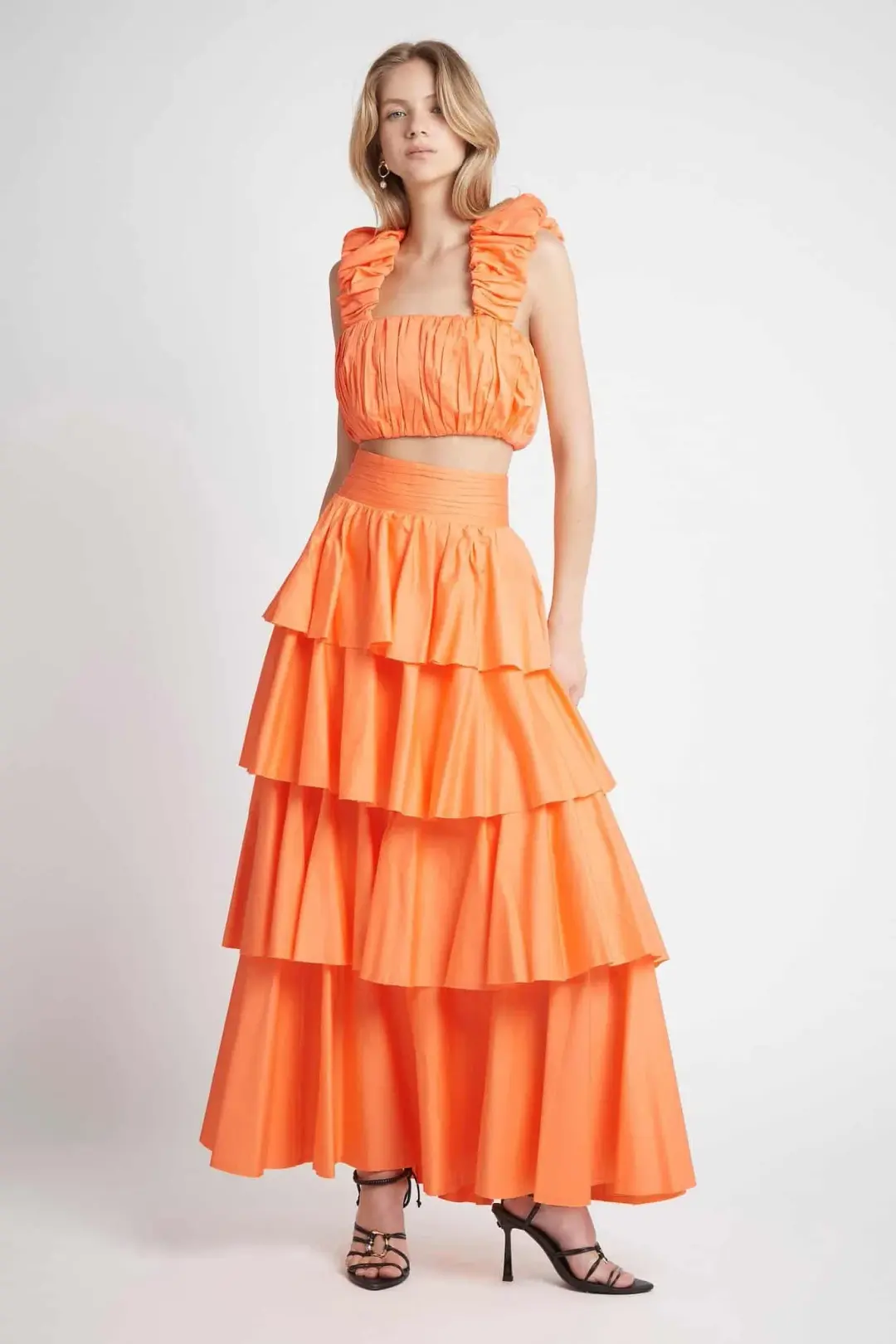 Aje  Medina Ruched Set Mandarin Orange Size 12  for rent on The Volte - main image