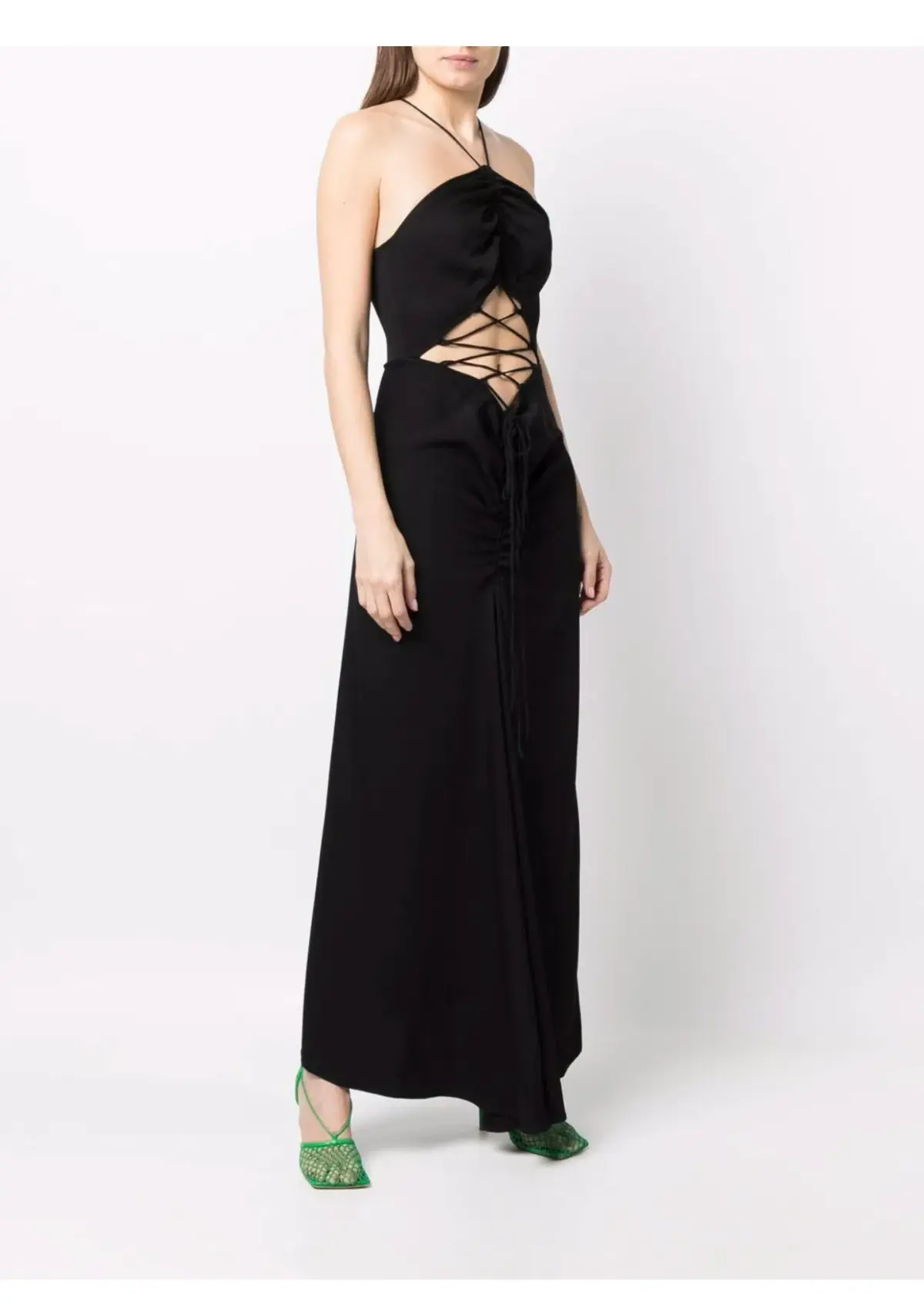 Christopher Esber Lattice Waist Tie Dress Black Size 12 - Image 2