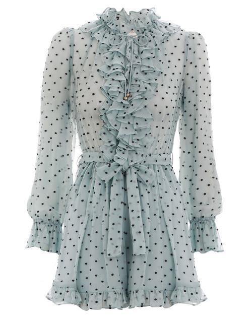 Zimmermann Whitewave Ruffle Playsuit Seafoam/Navy Dot Size 8 - Image 4