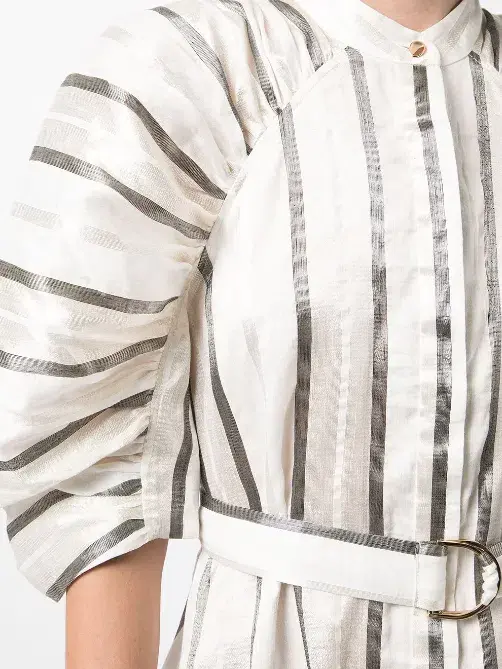 Acler Striped Leighton Midi Dress White Size AU 10 for rent on The Volte - main image