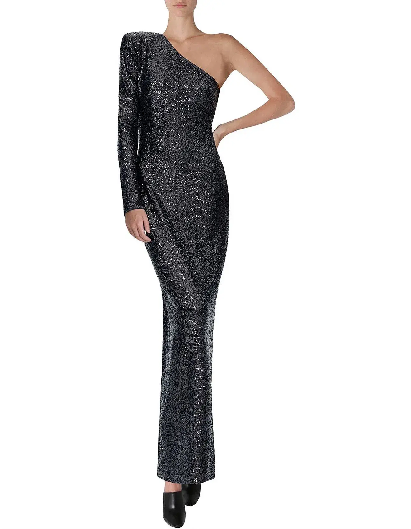 Carla Zampatti Midnight In Paris Sequin Gown Black Size AU 6 - Image 1