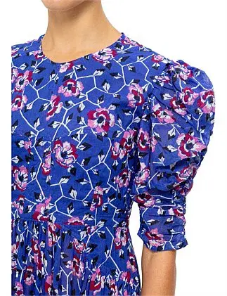 Isabel Marant Etoile Electric Dress Floral Print Blue Size 10 - Image 4