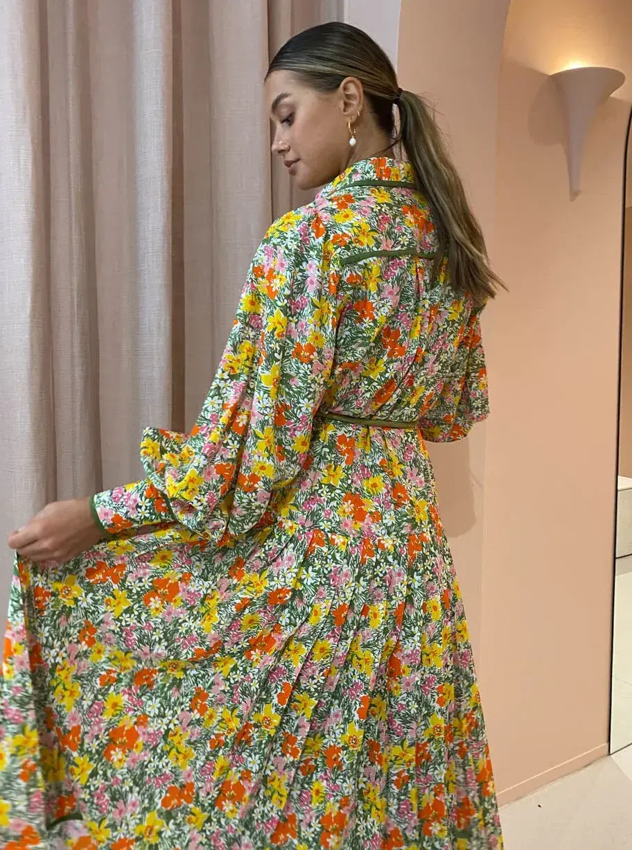 Alemais Cabana Midi Shirtdress in Multi Green Size AU 8 - Image 4