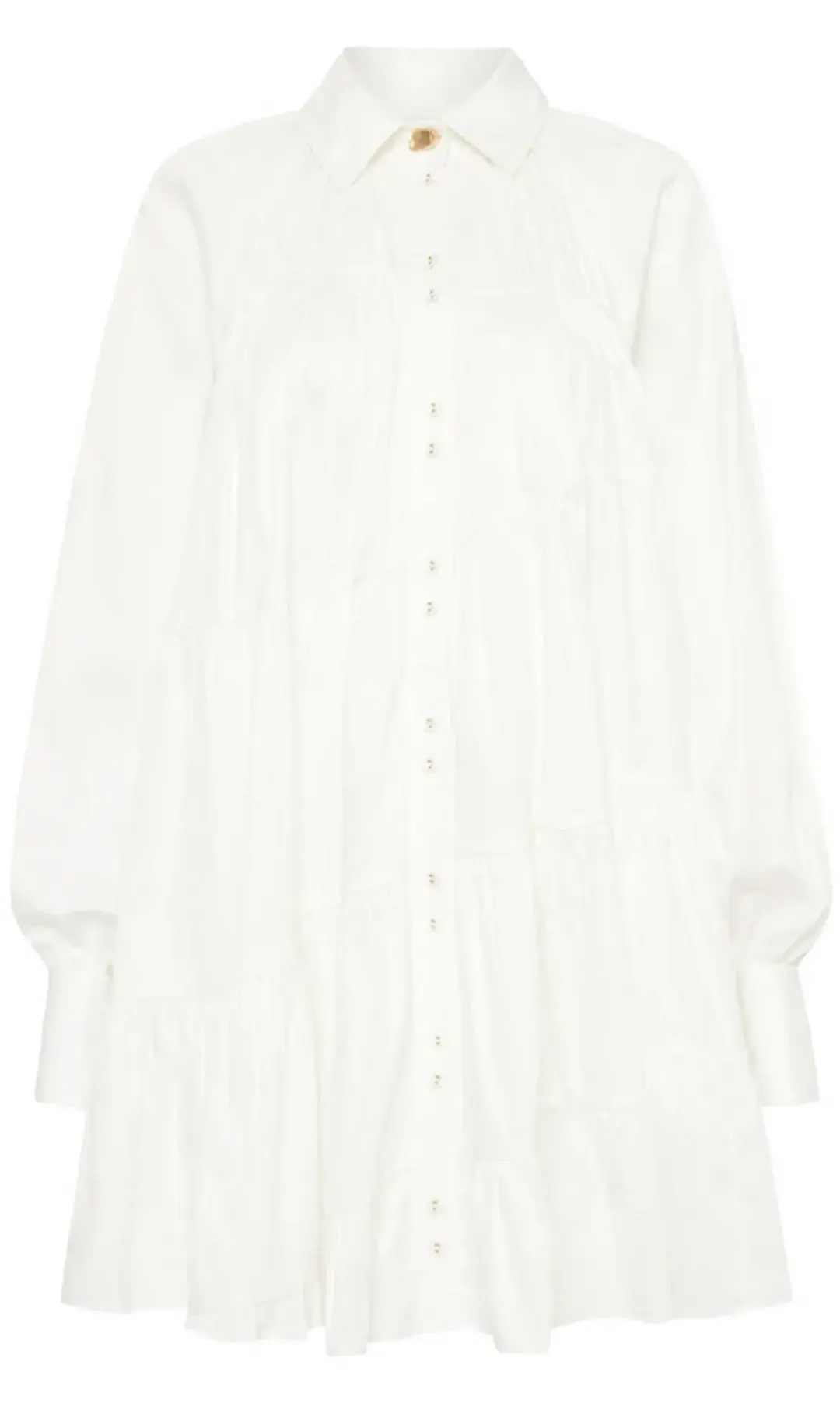 Aje Cascade Gathered Smock Mini Dress White Size AU 6 for rent on The Volte - main image