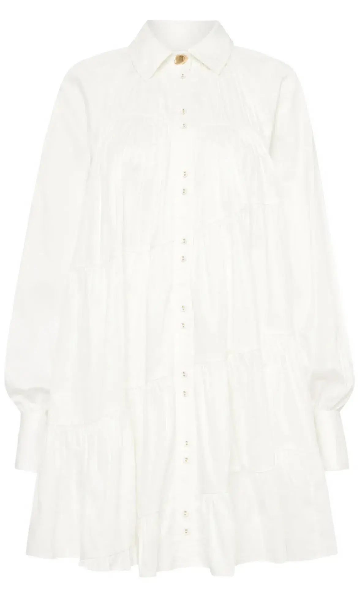Aje Cascade Gathered Smock Mini Dress White Size AU 6 - Image 3