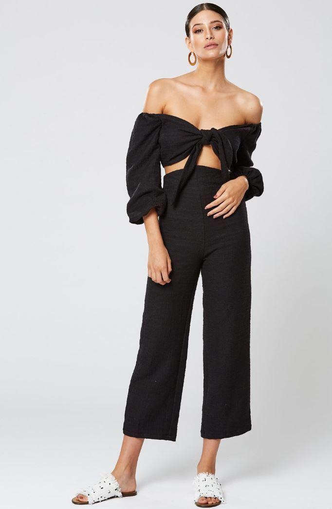 FORTUNE OFF THE SHOULDER TOP BLACK AND FORTUNE PANT BLACK - Image 1