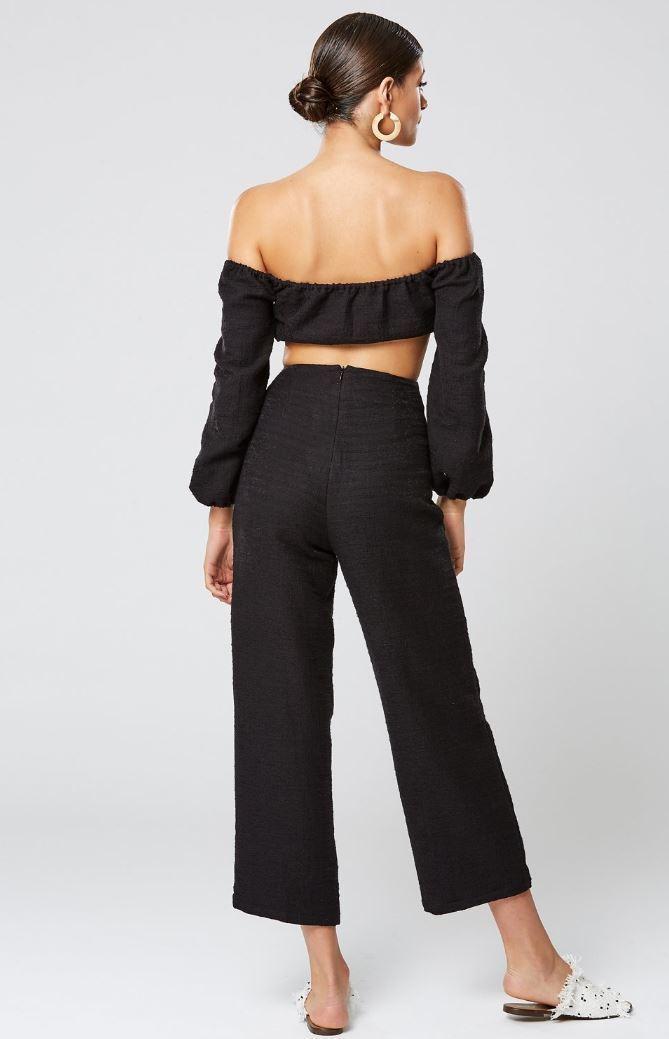 FORTUNE OFF THE SHOULDER TOP BLACK AND FORTUNE PANT BLACK - Image 2