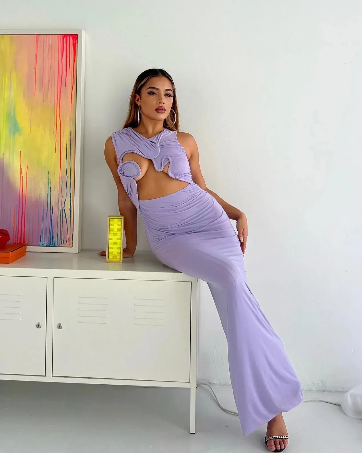 Christopher Esber Venus Tank Dress Lilac Size AU 8 - Image 4