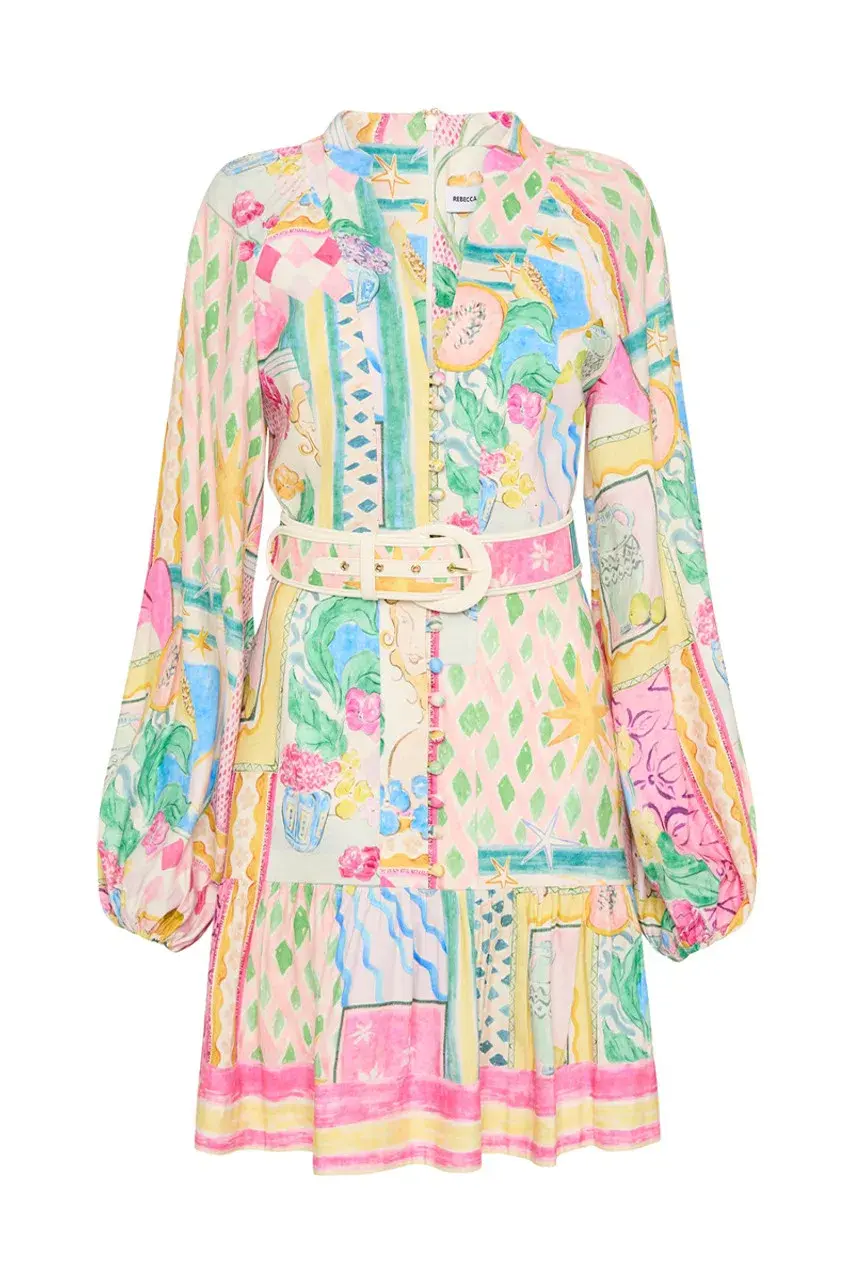 Rebecca Vallance Le Mur Rose Mini Dress Multi Size 8 for rent on The Volte - main image