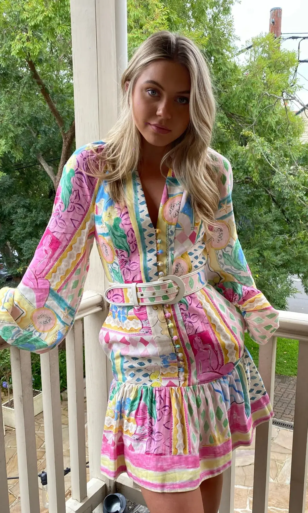 Rebecca Vallance Le Mur Rose Mini Dress Multi Size 14  for rent on The Volte - main image