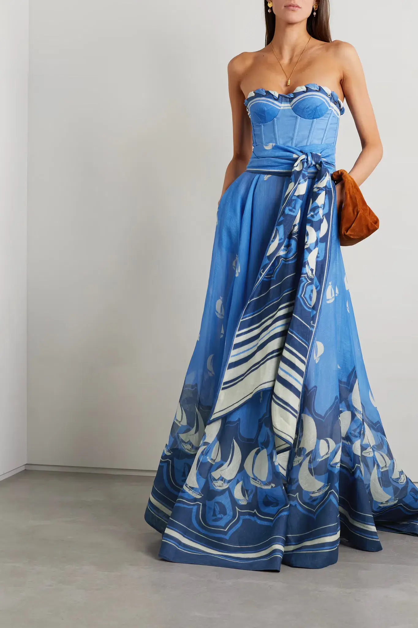 Zimmermann High Tide Eyelet Maxi Dress Blue Sailboats Size 1/Au 10  - Image 1