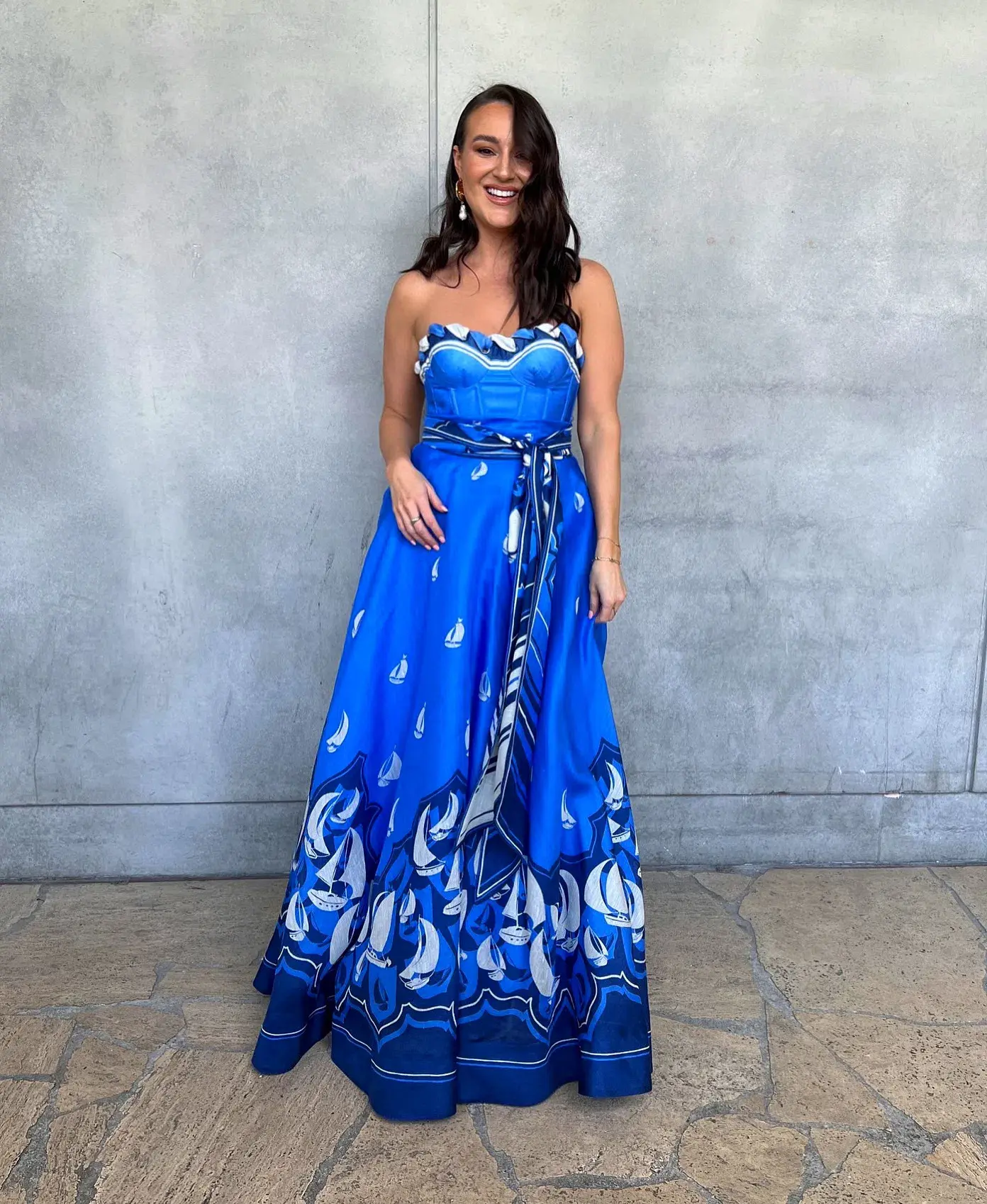 Zimmermann High Tide Eyelet Maxi Dress Blue Sailboats Size 1/Au 10  - Image 2