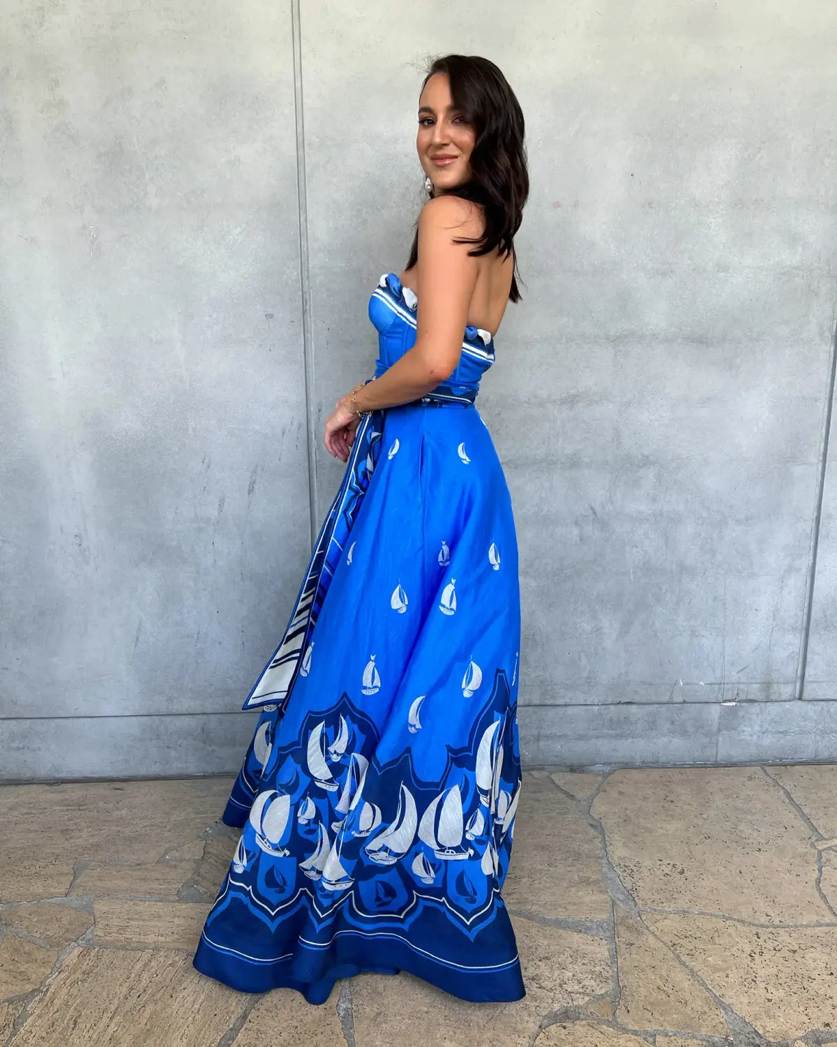Zimmermann High Tide Eyelet Maxi Dress Blue Sailboats Size 1/Au 10  - Image 3