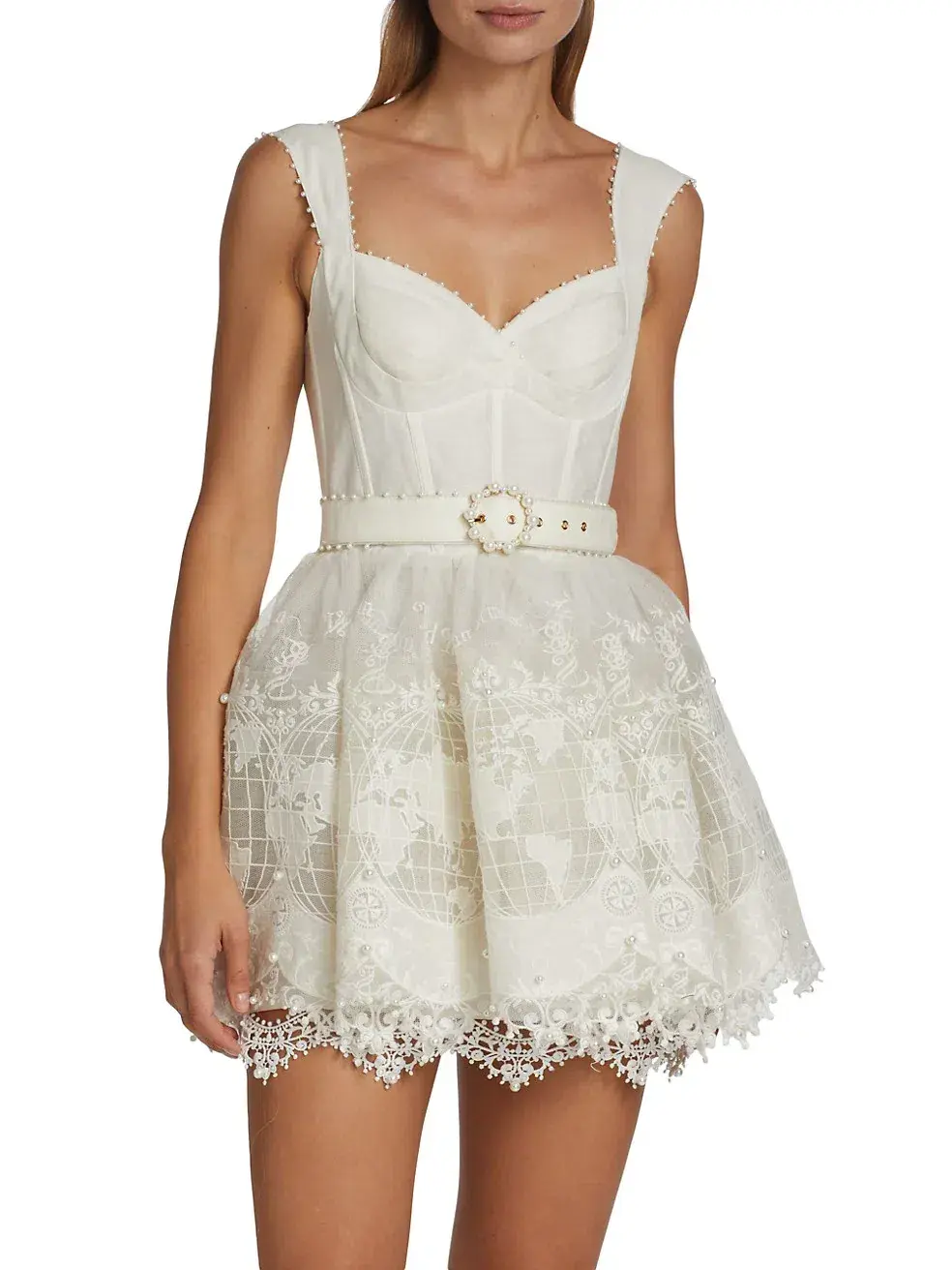  Zimmermann High Tide Embroided Mini In Ivory Size 1/Au 10  - Image 2