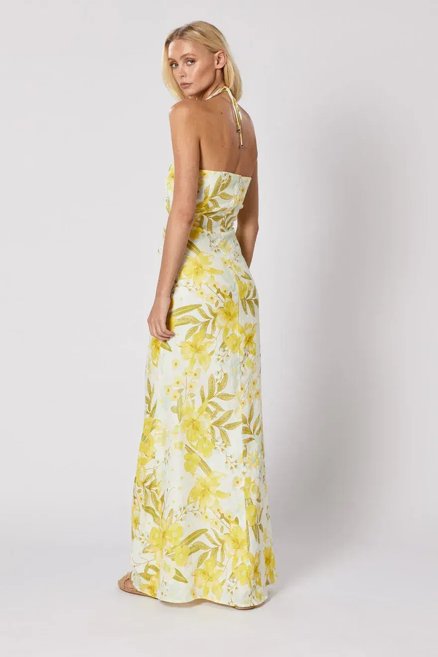 Winona Belvedere Maxi dress Yellow Print Size M/Au 10 - Image 3