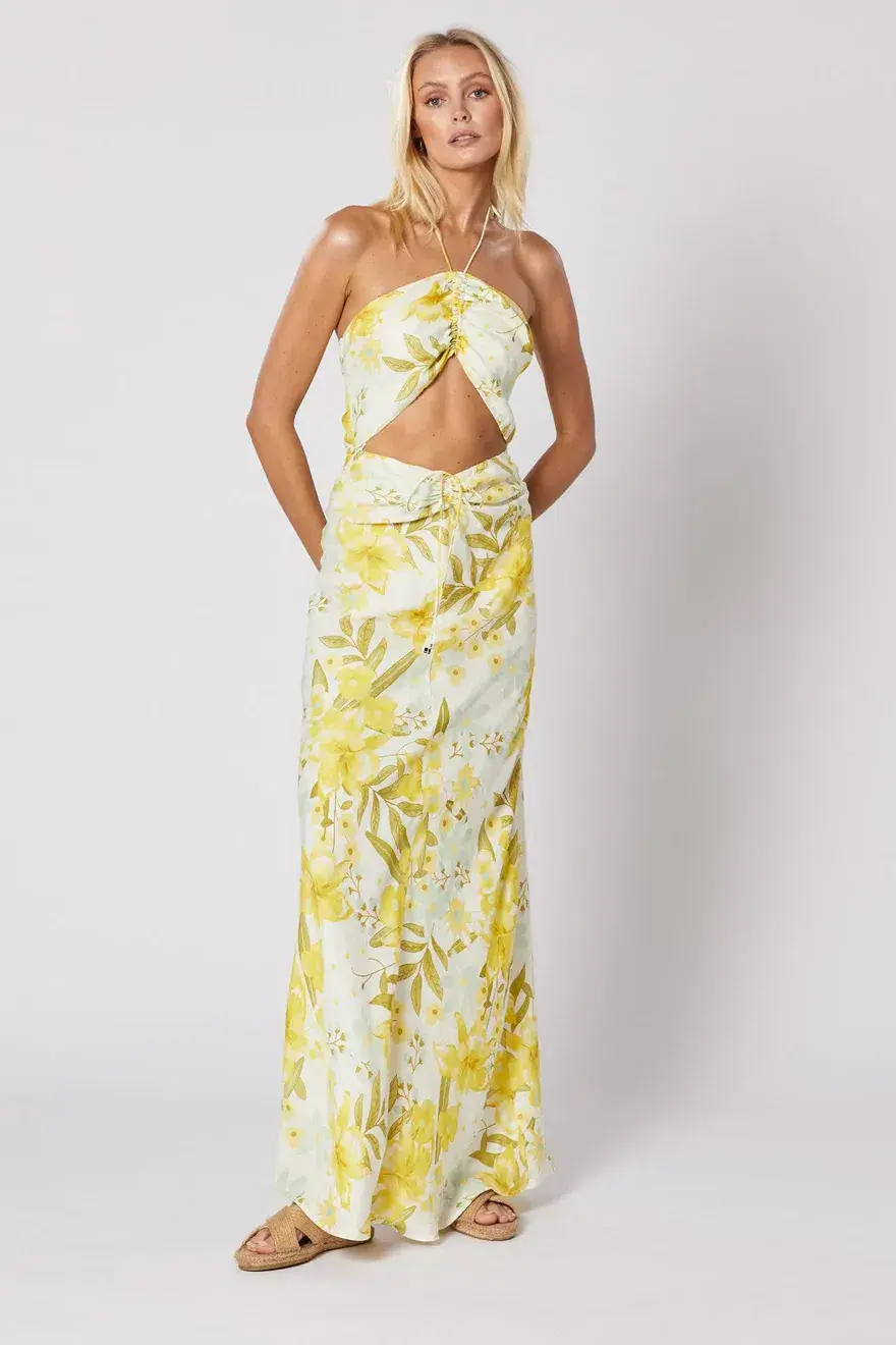Winona Belvedere Maxi dress Yellow Print Size M/Au 10 - Image 1
