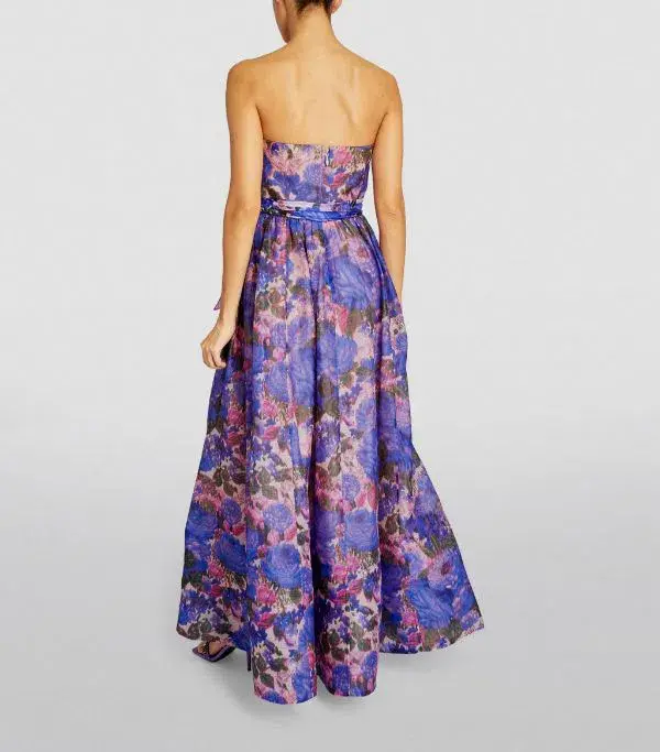 Zimmermann High Tide Strapless Dress Purple Ikat Size 0/Au 8 - Image 3