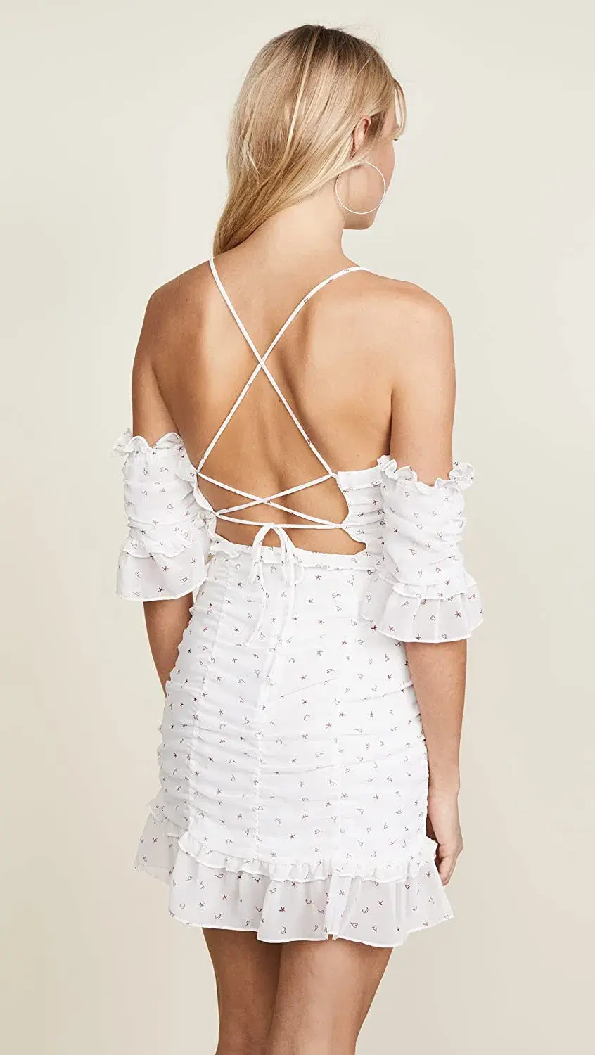 For Love and Lemons La Brooke Cocktail Dress White Size 8 - Image 3