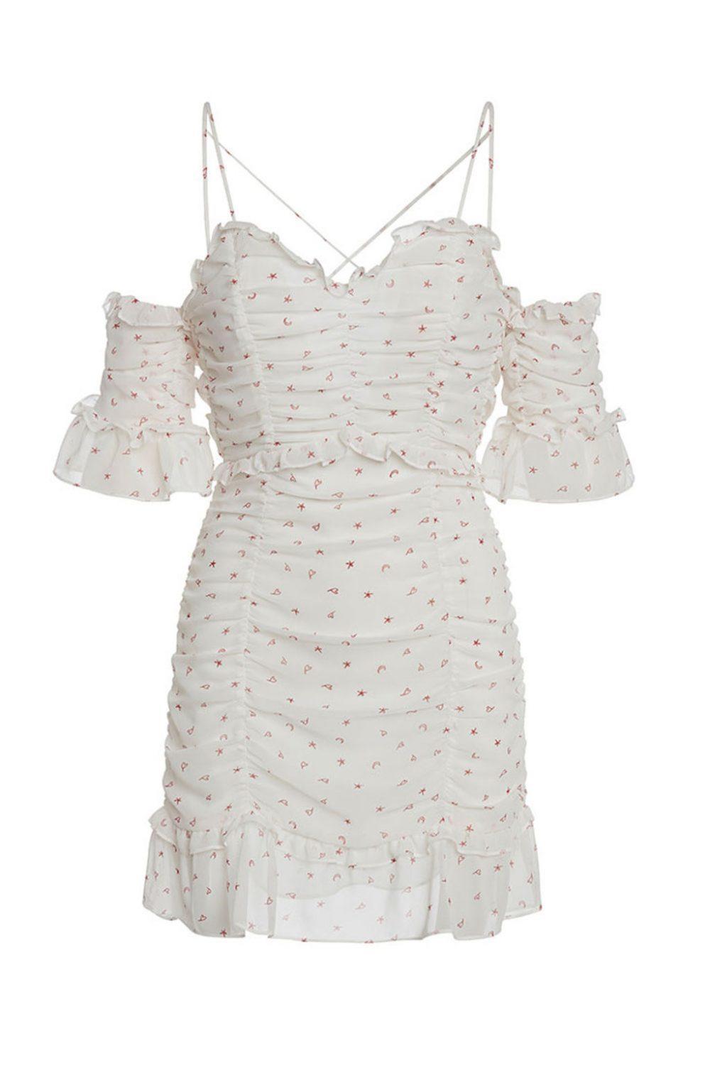 For Love and Lemons La Brooke Cocktail Dress White Size 8 for rent on The Volte - main image